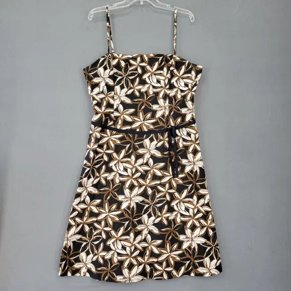 black and white striped dress with brown boots Floral Print Shirred Waist Button Stretch Dress